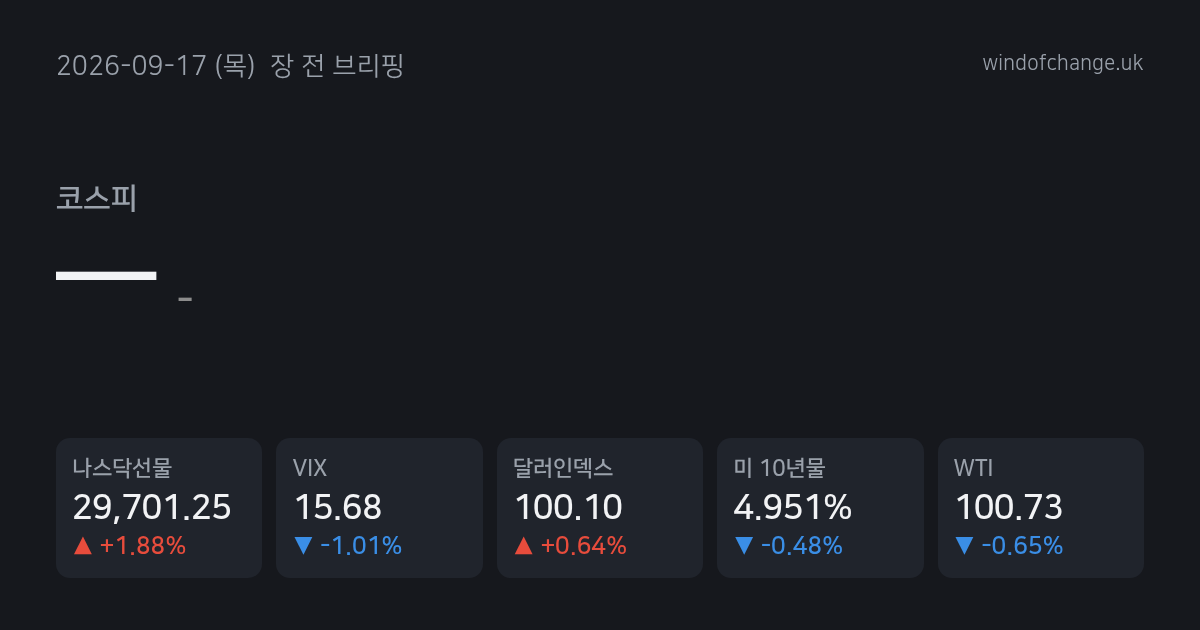 📈 2026년 9월 18일 (금) 장 전 브리핑